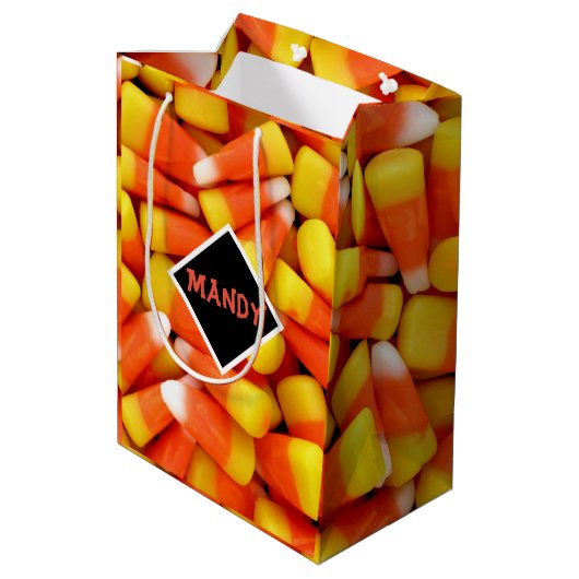 Halloween Candy Corn Personalize Medium Cadeauzakje (Achterkant Gekanteld)
