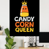 Halloween Candy Corn Queen Crown Cute Birthday Poster (Thuiskantoor)