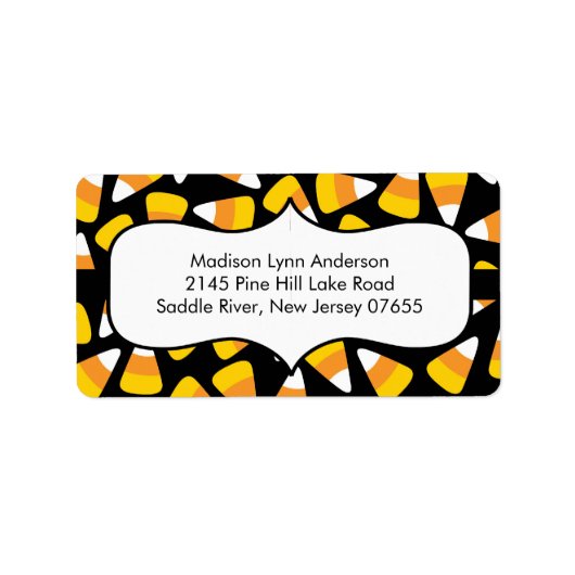 Halloween Candy Corn retour adres labels. Etiket (Voorkant)