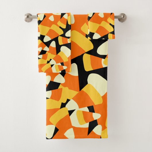 Halloween Candy Corn Seamless Pattern Bad Handdoek (Insitu)
