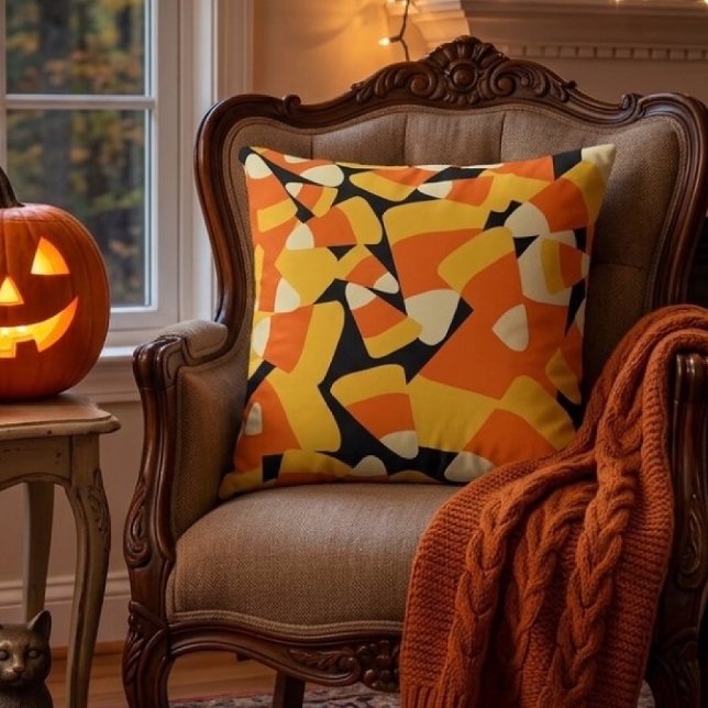 Halloween Candy Corn Seamless Pattern Kussen (Creator heeft geüpload)