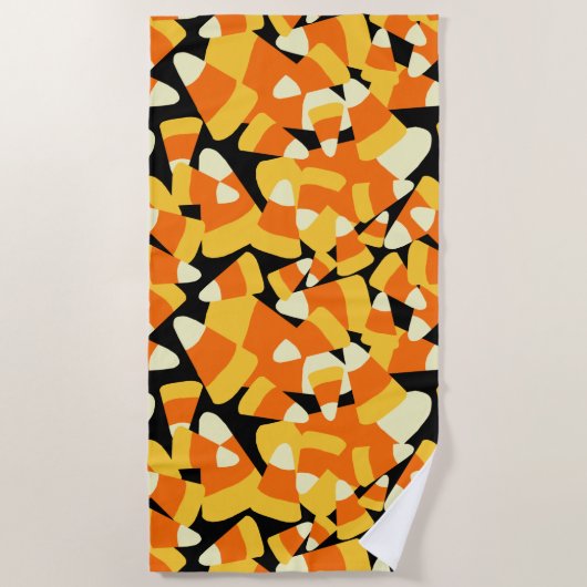 Halloween Candy Corn Seamless Pattern Strandlaken (Voorkant)