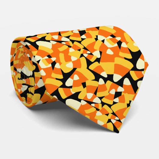 Halloween Candy Corn Seamless Pattern Stropdas (Opgerold)