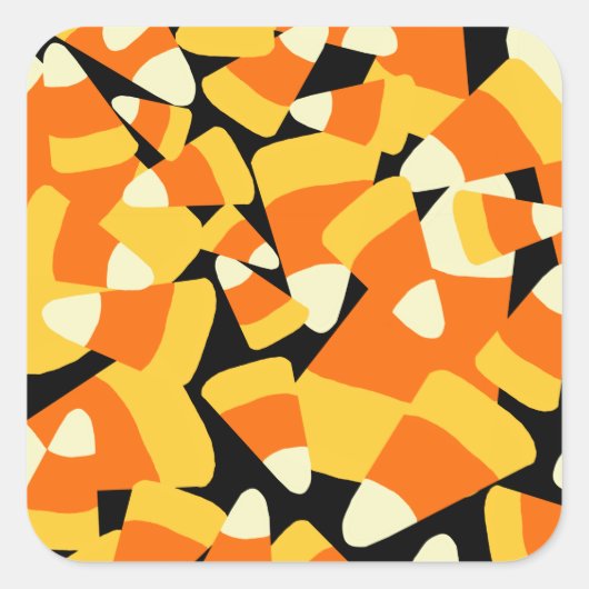 Halloween Candy Corn Seamless Pattern Vierkante Sticker (Voorkant)