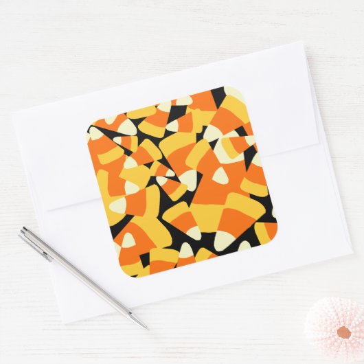 Halloween Candy Corn Seamless Pattern Vierkante Sticker (Envelop)