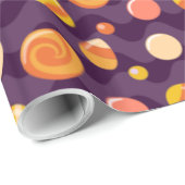 Halloween Candy Corn Snoepjes op Paars Cadeaupapier (Rol Hoek)