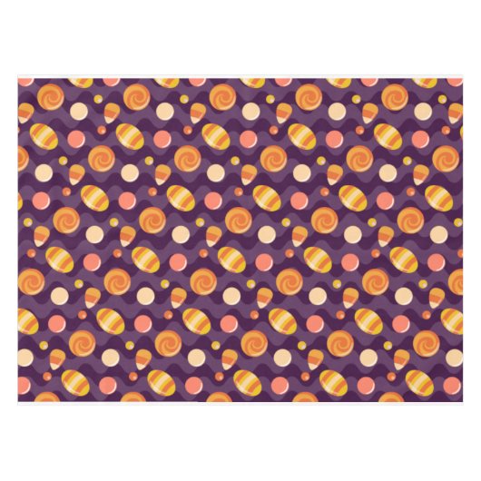 Halloween Candy Corn Snoepjes op Paars Tafelkleed (Voorkant (Horizontaal))