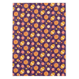 Halloween Candy Corn Snoepjes op Paars Tafelkleed