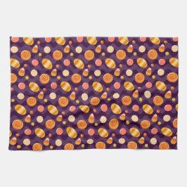 Halloween Candy Corn Snoepjes op Paars Theedoek