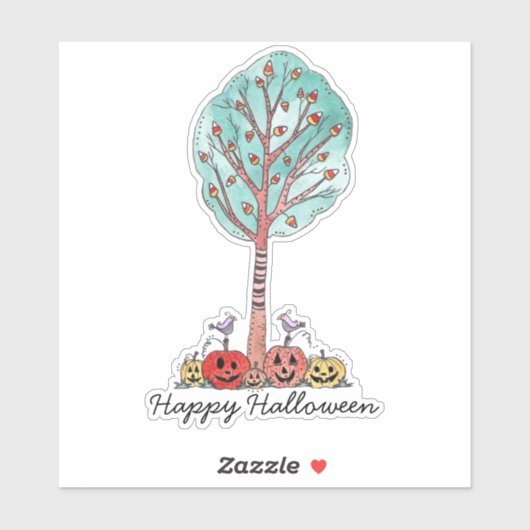 Halloween Candy Corn Tree Sticker (Vel)