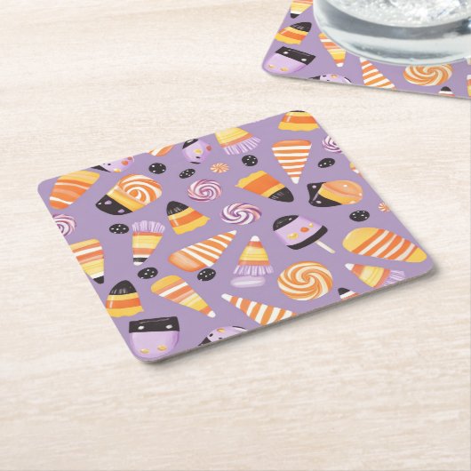 Halloween Candycorn Kartonnen Onderzetters (Schuin)