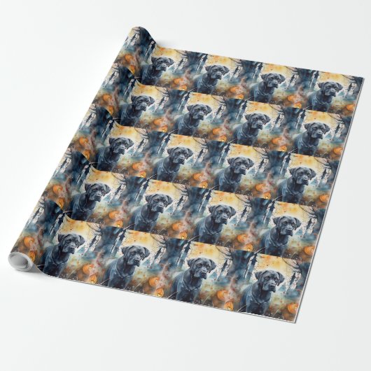 Halloween Cane corso met pompoenen eng Cadeaupapier (Uitgerold)