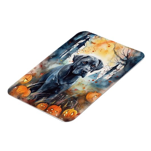 Halloween Cane corso met pompoenen eng Magneet (Linkerzijde)