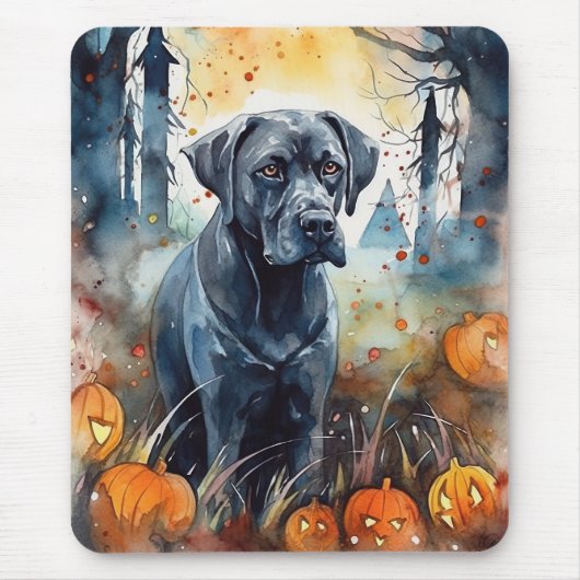 Halloween Cane corso met pompoenen eng Muismat (Voorkant)