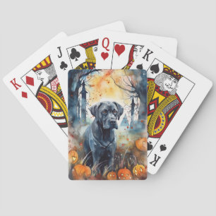 Halloween Cane corso met pompoenen eng Pokerkaarten