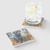 Halloween Cane corso met pompoenen eng Stenen Onderzetter (Zijkant)