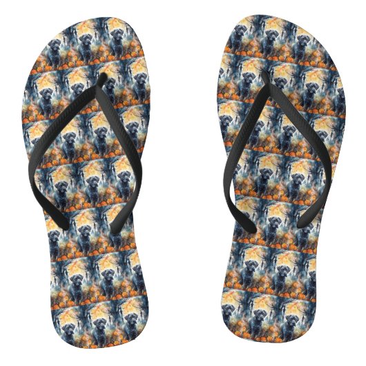 Halloween Cane corso met pompoenen eng Teenslippers (Voetbed)