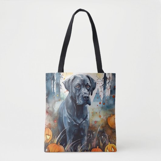 Halloween Cane corso met pompoenen eng Tote Bag (Voorkant)