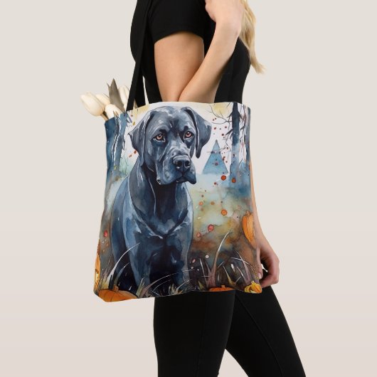 Halloween Cane corso met pompoenen eng Tote Bag (Dichtbij)