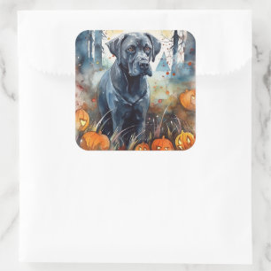 Halloween Cane Corso Met Pompoenen Eng Vierkante Sticker
