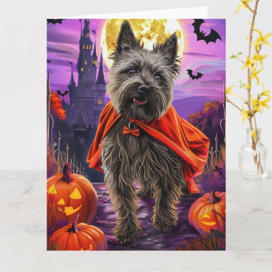 Halloween Cane Corso Vampire Pumpkins eng Kaart (Gele Bloem)