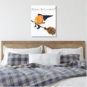 Halloween Canvas Print Witch Pumpkin Flying (Insitu (Slaapkamer))