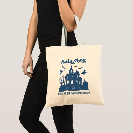 Halloween Canvas tas – Het spookhuis (Voorkant (product))