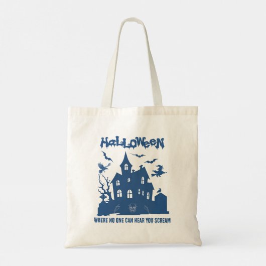 Halloween Canvas tas – Het spookhuis (Achterkant)