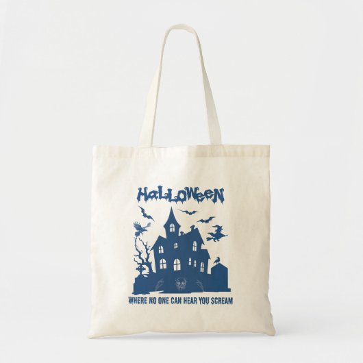 Halloween Canvas tas – Het spookhuis (Voorkant)