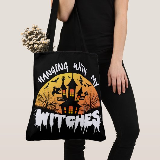 Halloween Canvas tas met mijn heksen (Dichtbij)