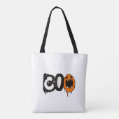 Halloween Canvas tas – Minimal "BOO" Spooky Design (Achterkant)