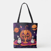 Halloween Canvas tas - Vriendelijke Trick-or-Treat (Achterkant)