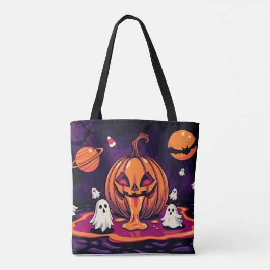Halloween Canvas tas - Vriendelijke Trick-or-Treat (Achterkant)