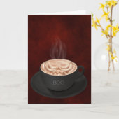 Halloween Cappuccino Art Jack-o-lantern Kaart (Gele Bloem)