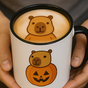 Halloween Capybara-Mok   Grappige Spooky Coffee Cu Tweekleurige Koffiemok
