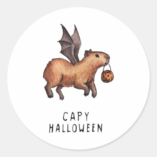 Halloween Capybara Ronde Sticker (Voorkant)