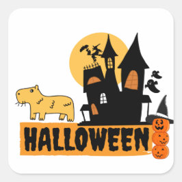 Halloween Capybara Vierkante Sticker