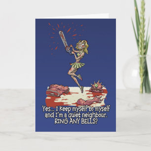 Halloween card Humour fun chainsaw woman Kaart