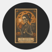 Halloween Cardiac Sonographer Tarot Card Skeleton  Ronde Sticker (Voorkant)