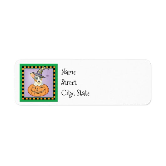 Halloween Cardigan Welsh Corgi Etiket (Voorkant)