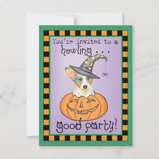 Halloween Cardigan Welsh Corgi Uitnodiging (Voorkant)