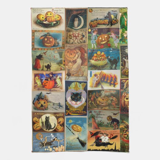  Halloween Cards Collage Kitchen Towel Theedoek (Verticaal)