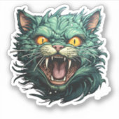 Halloween Cartoon Enge Groene Zombie Cat Sticker (Voorkant)