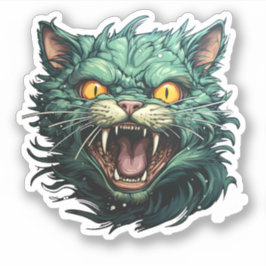 Halloween Cartoon Enge Groene Zombie Cat Sticker