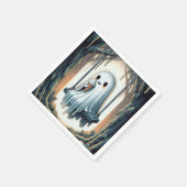 Halloween Cartoon Ghost Met Ice Cream Cone Servet (Hoek)