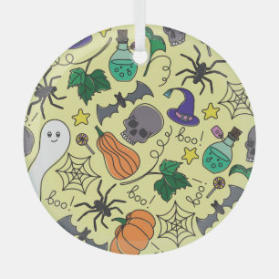 Halloween Cartoon: Levendig patroon Glas Ornament