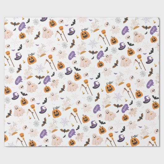 Halloween Cartoon Pattern Cadeaupapier (Vlak)