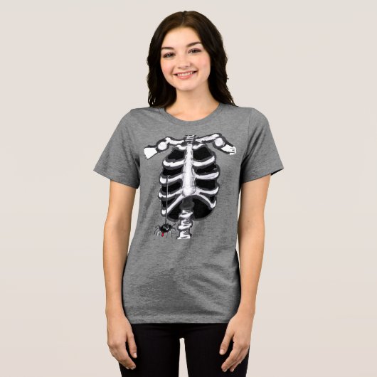 Halloween Cartoon Skeleton Bella Canvas T-shirt (Voorkant volledig)