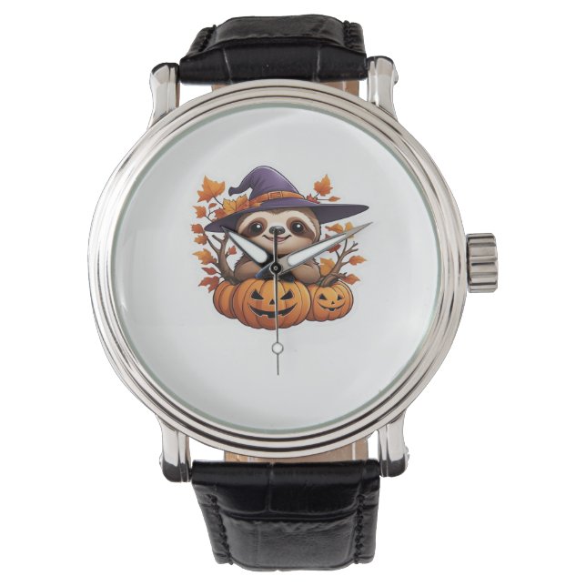 Halloween Cartoon Sloth Classic T-shirt Horloge (Voorkant)