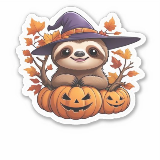 Halloween Cartoon Sloth Classic T-Shirt Sticker (Voorkant)
